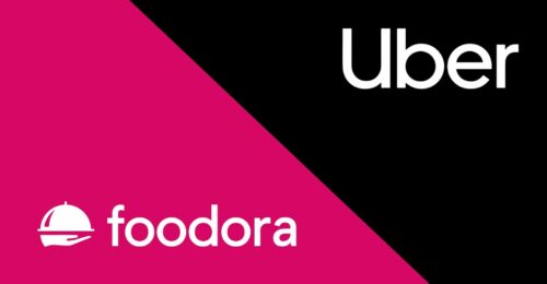An image showing the foodora logo and the uber logo