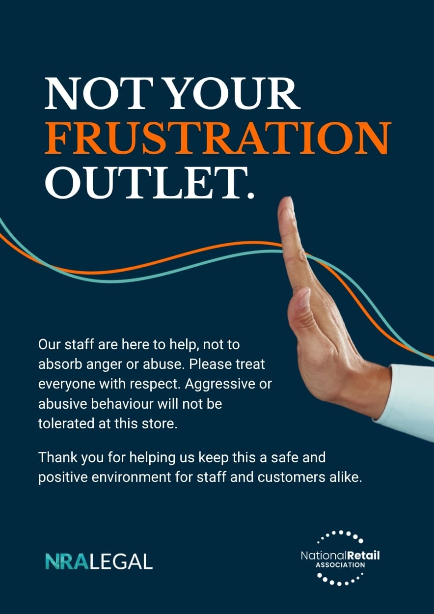 Customer-facing sign NRA LEGAL BRANDED(A4)