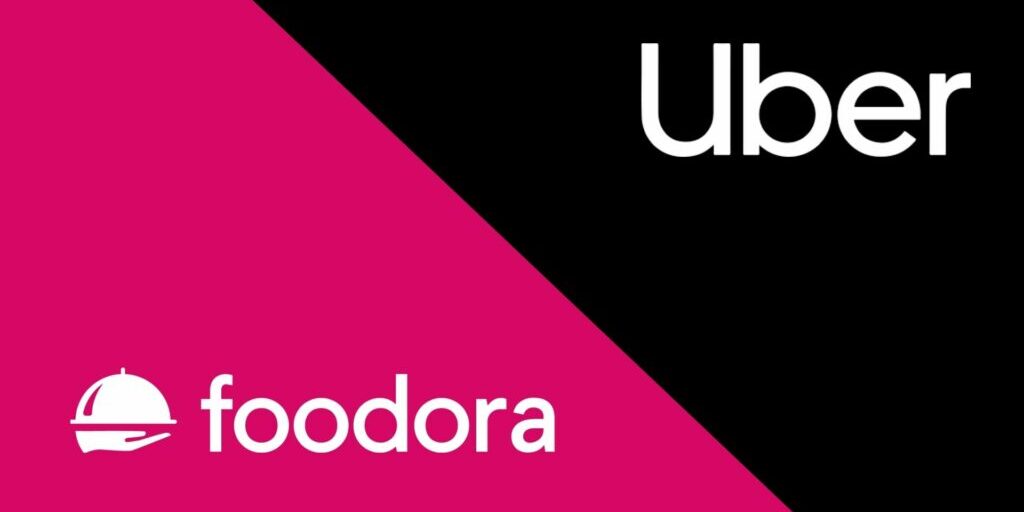 An image showing the foodora logo and the uber logo